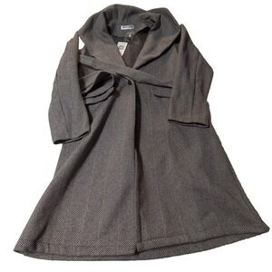 Eileen Fisher Gray Herringbone Wool Blend Coat